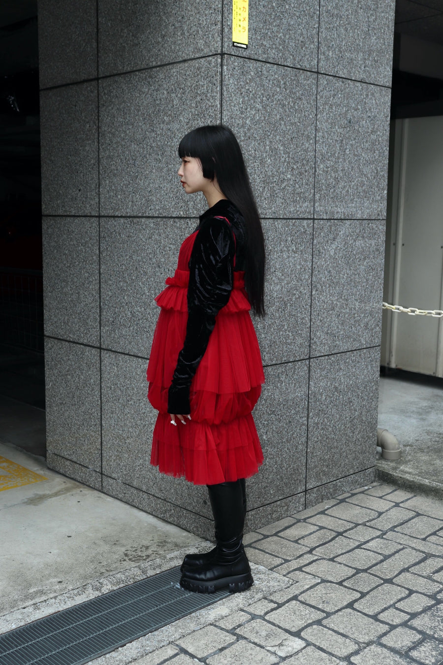 SHIORI MIKATA  tulle balloon cami dress(RED)