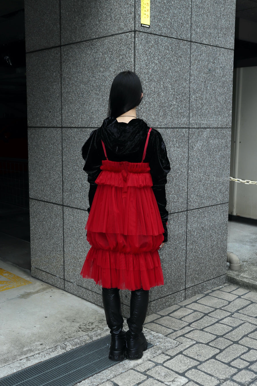 SHIORI MIKATA  tulle balloon cami dress(RED)