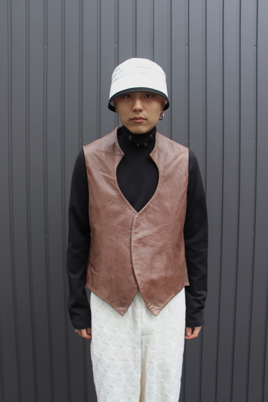 MASU  BAT LEATHER VEST(BROWN)