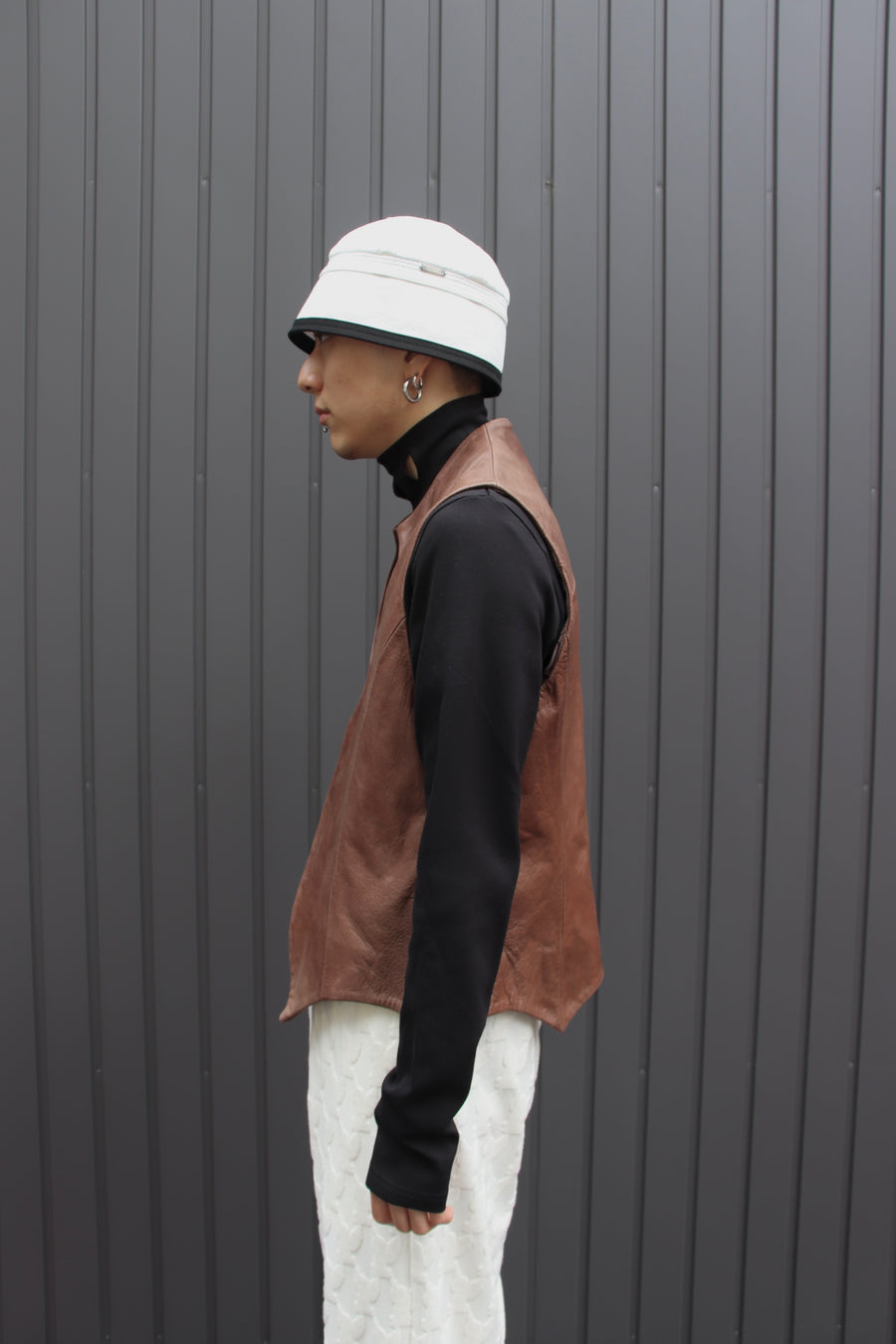 MASU  BAT LEATHER VEST(BROWN)