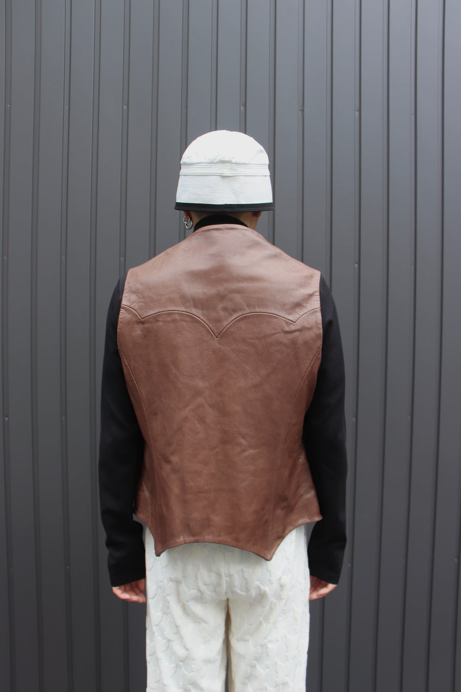 MASU  BAT LEATHER VEST(BROWN)