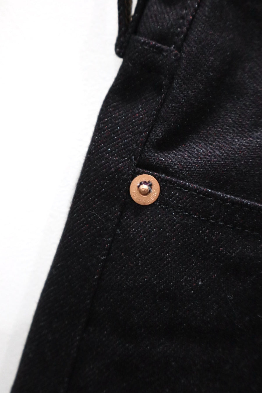 SUGARHILL  TWISTED HEATHER DENIM PANTS WIDE CUT(RED × BLACK)