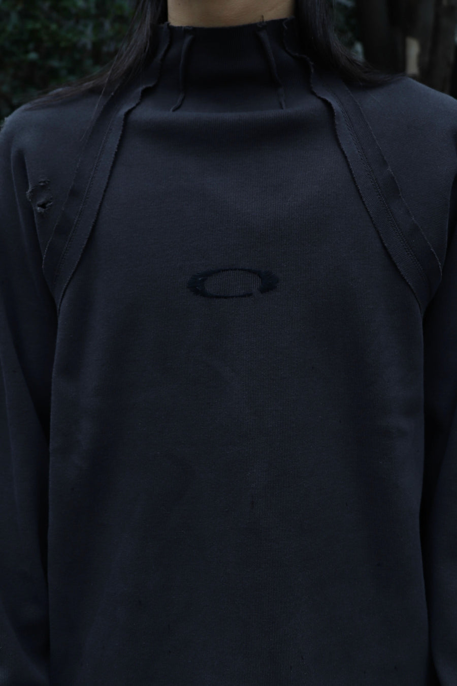 MINUS  High-Neck Cotton Logo Knit With Damaged HIGH GAUGE RIB KNIT(CHARCOAL)