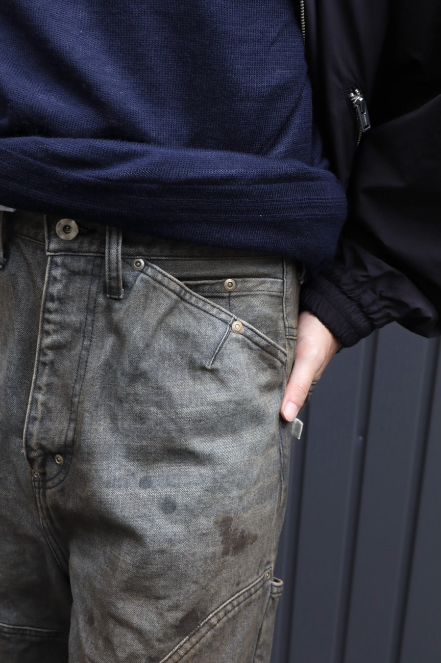 FAF  NEWCOMMUNE DIRT BAGGY DENIM(BLACK)