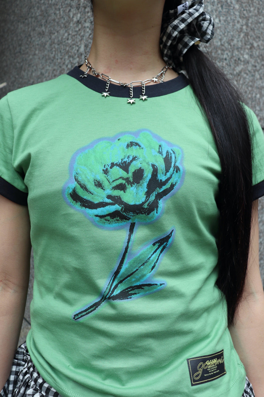 GANNI  Basic Cotton Jersey Peony Baby Fit T-shirt