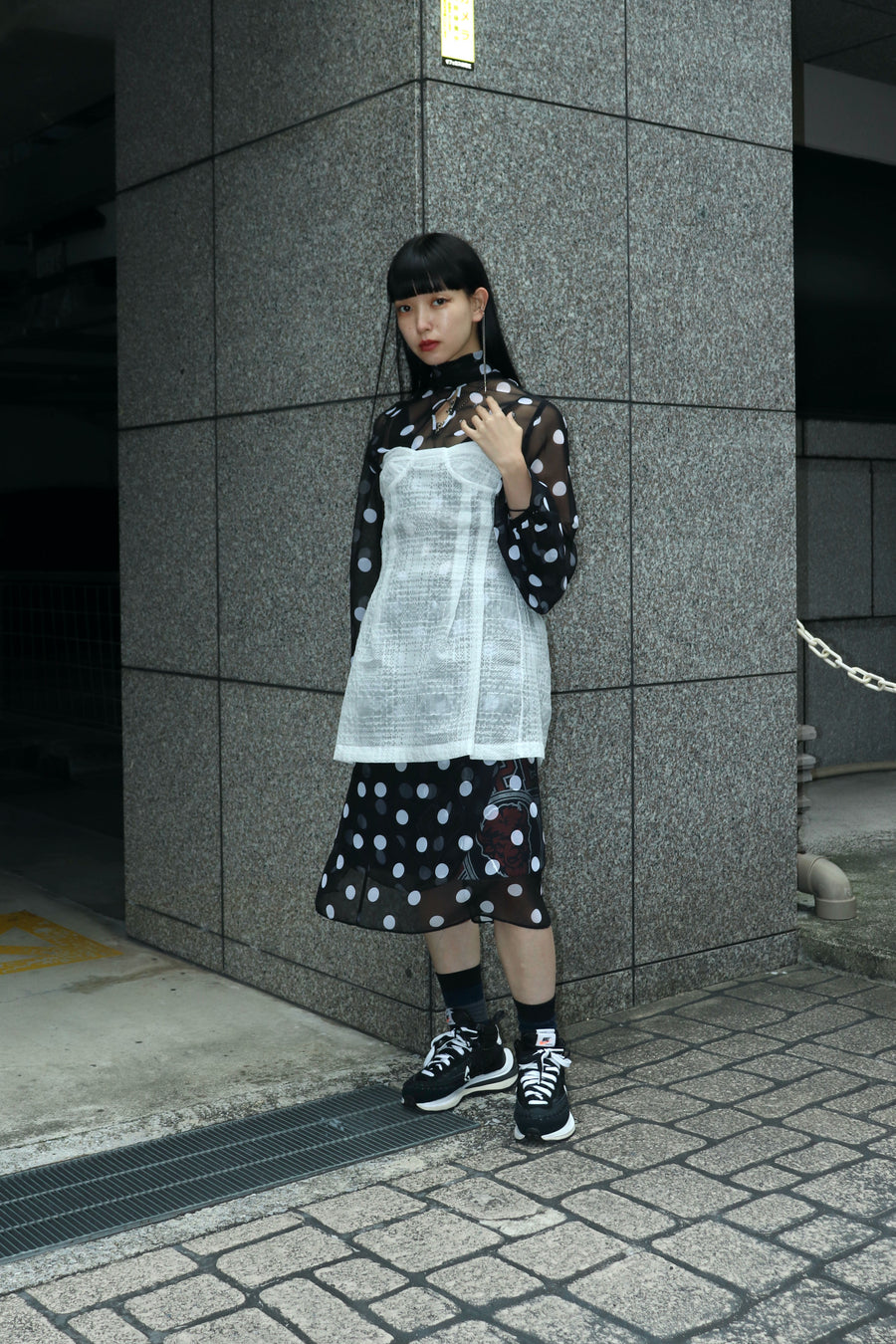 BELPER(ベルパー)のDOT SHEER SHIRT DRESS BLACK(ドレス)の通販