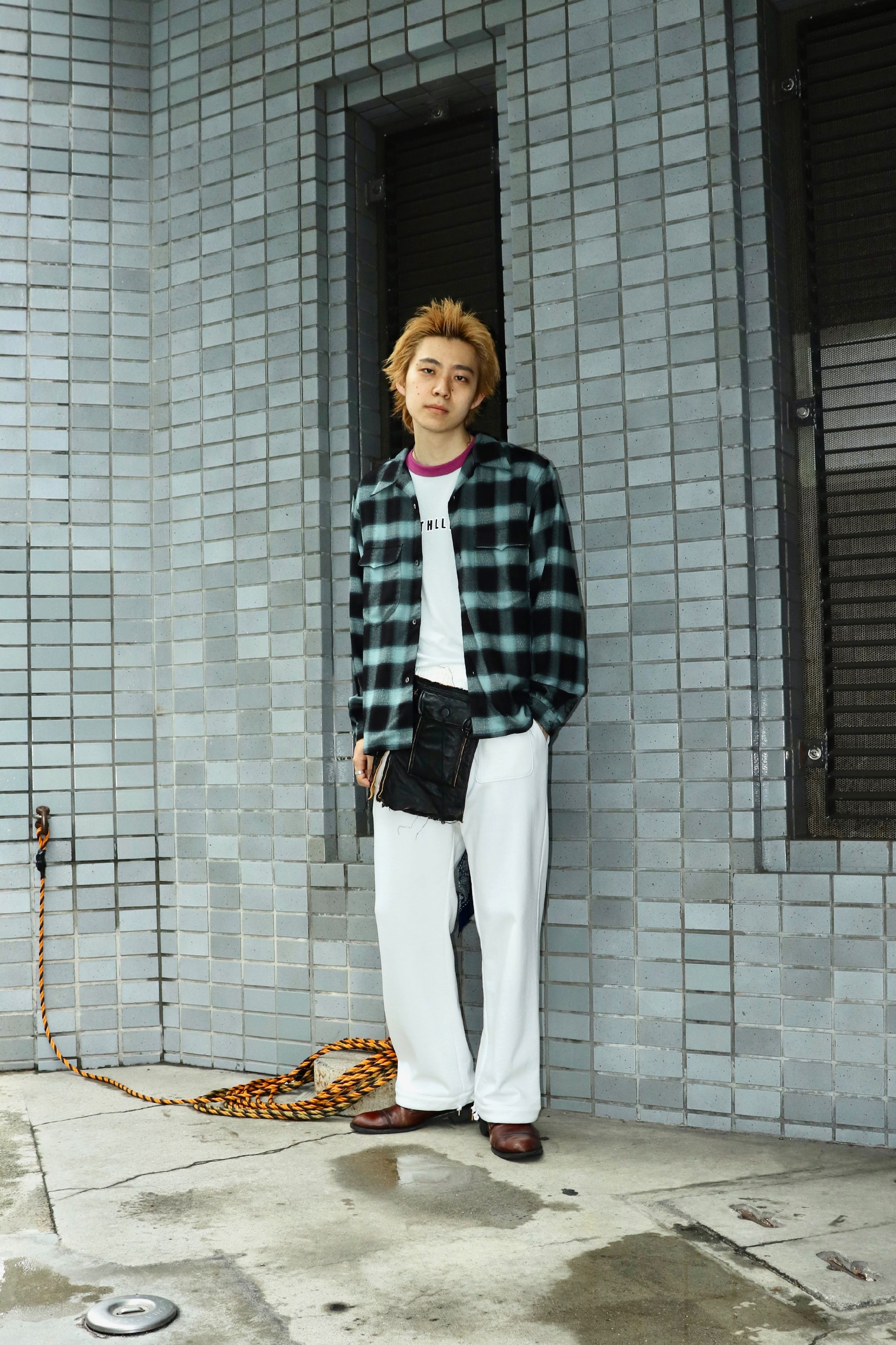 SUGARHILL(シュガーヒル)のOMBRE PLAID OPEN COLLAR BLOUSE TURQUOISE