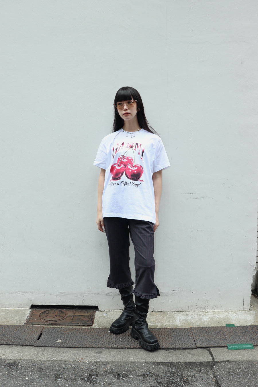 GANNI  Basic Jersey Cherry Relaxed T-shirt