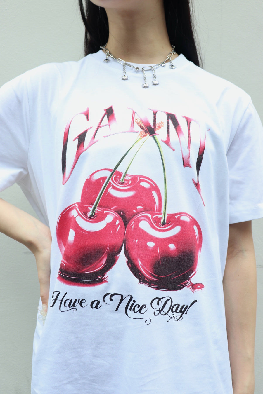GANNI  Basic Jersey Cherry Relaxed T-shirt