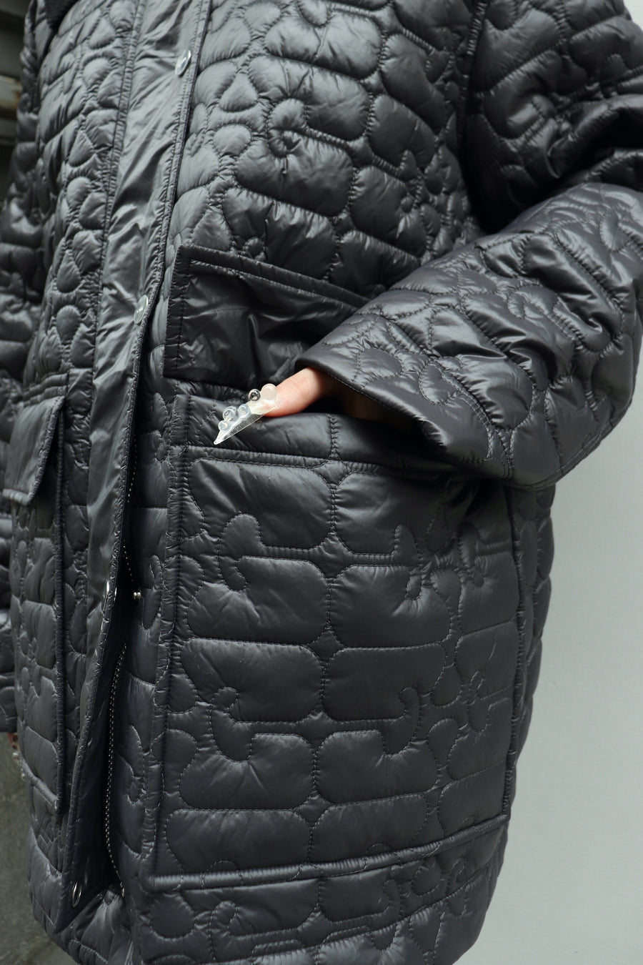 GANNI  Shiny Quilt Midi Jacket