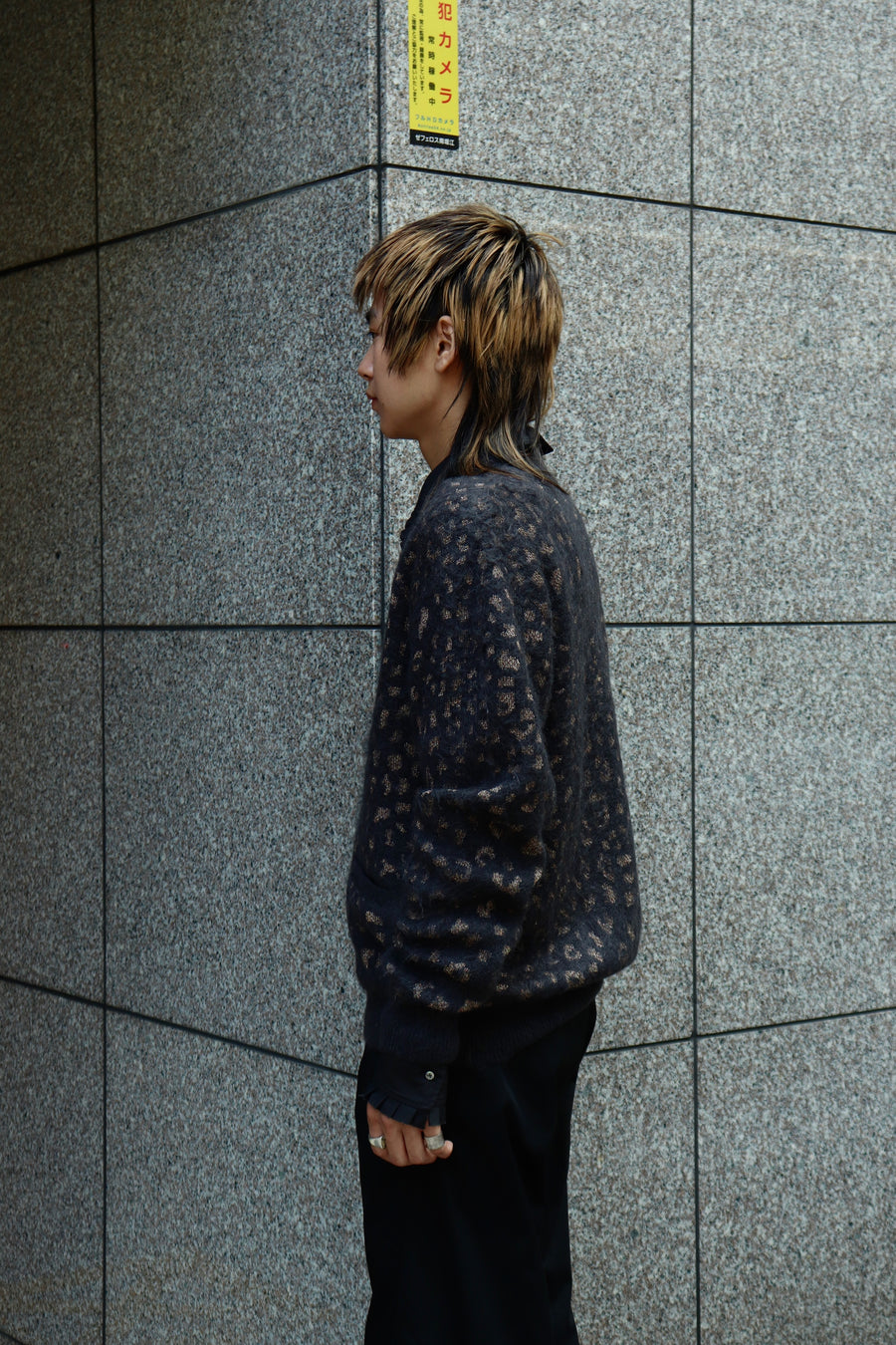 Taiga Igari  Leopard Glitter Cardigan(Charcoal)