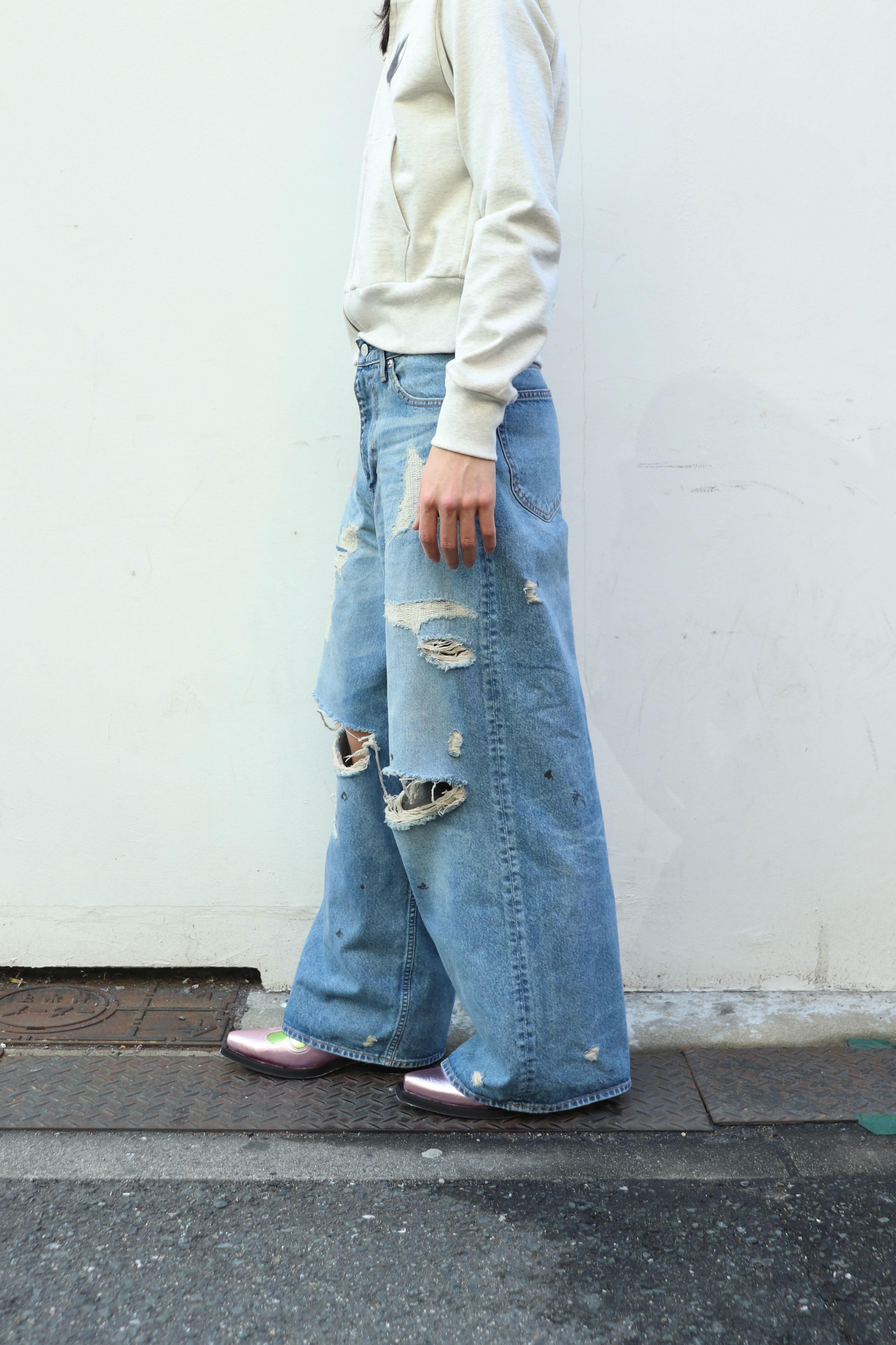MASU(エムエーエスユー)のMB BAGGY JEANS ANGEL DAMAGE INDIGOの通販