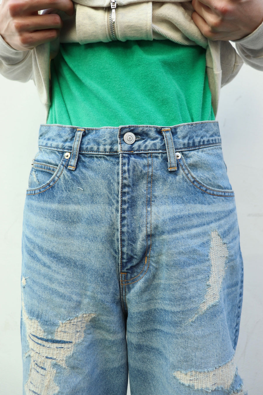MASU(エムエーエスユー)のMB BAGGY JEANS ANGEL DAMAGE INDIGOの通販