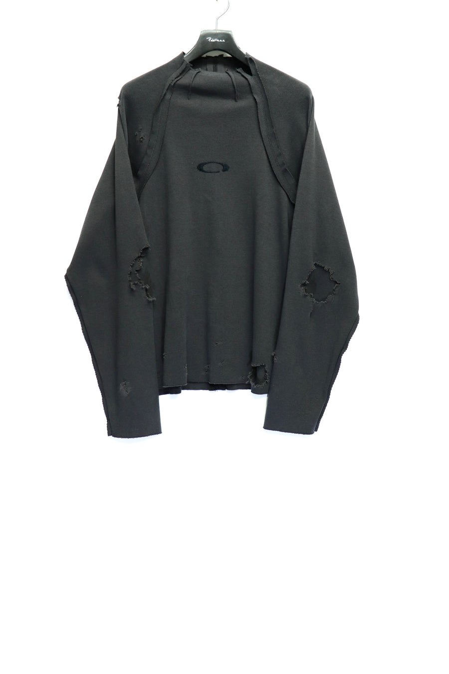 MINUS  High-Neck Cotton Logo Knit With Damaged HIGH GAUGE RIB KNIT(CHARCOAL)