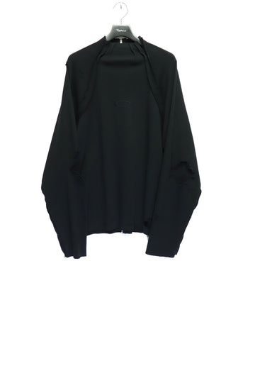 MINUS  High-Neck Cotton Logo Knit With Damaged HIGH GAUGE RIB KNIT(BLACK)