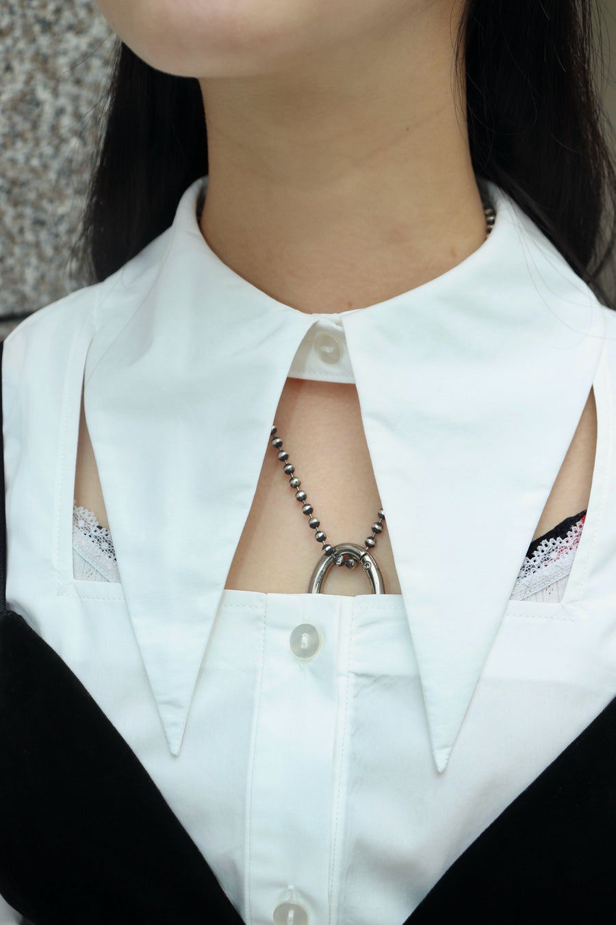 SHIORI MIKATA  square cut puff-sleeve shirts(WHITE)