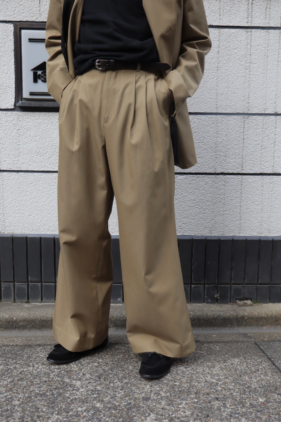 BED j.w. FORD  Cotton Wool Wide Trousers(BEIGE)