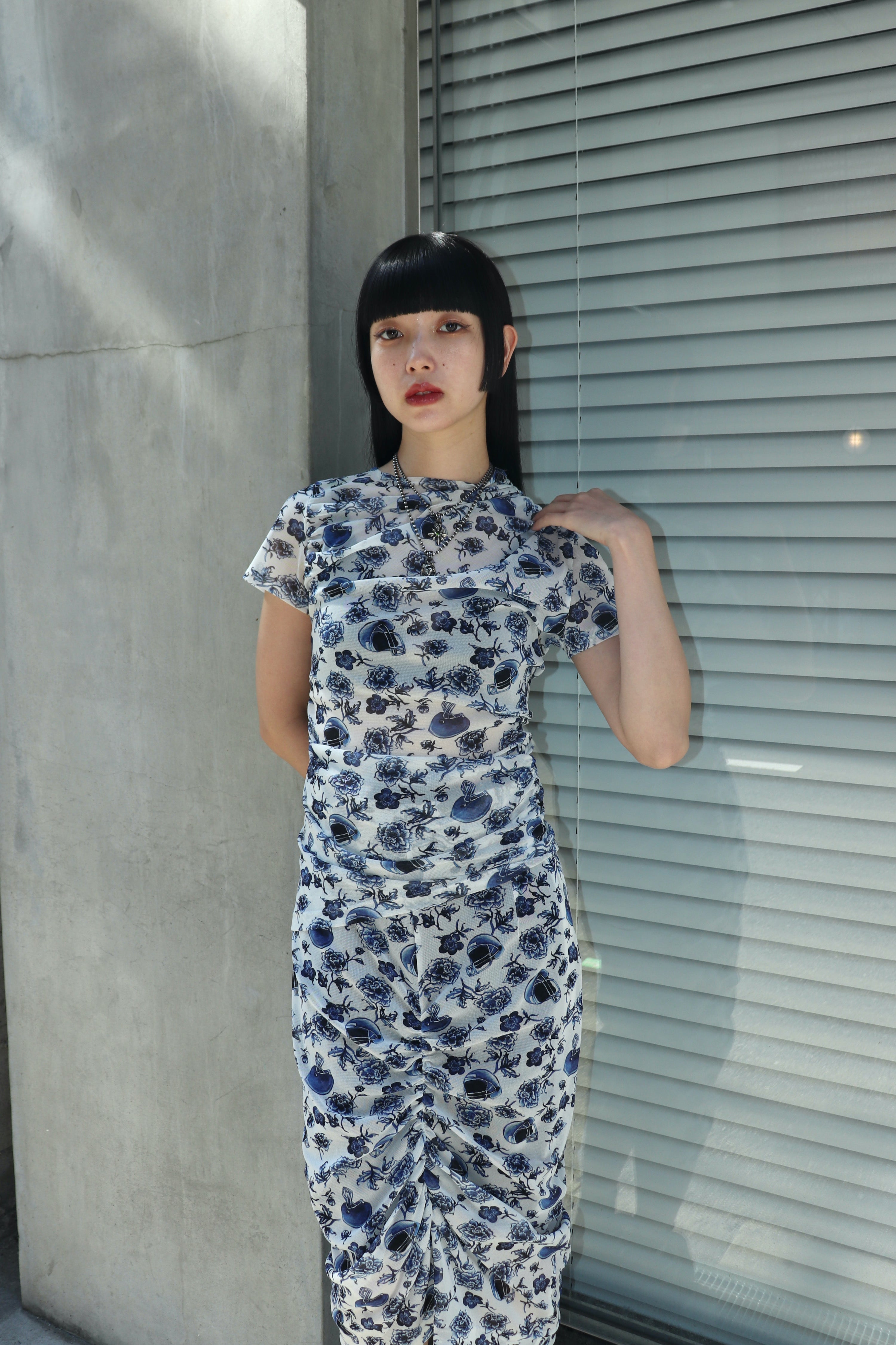 BELPER(ベルパー)のPRINTED MESH SKIRT WHITE(スカート)の通販