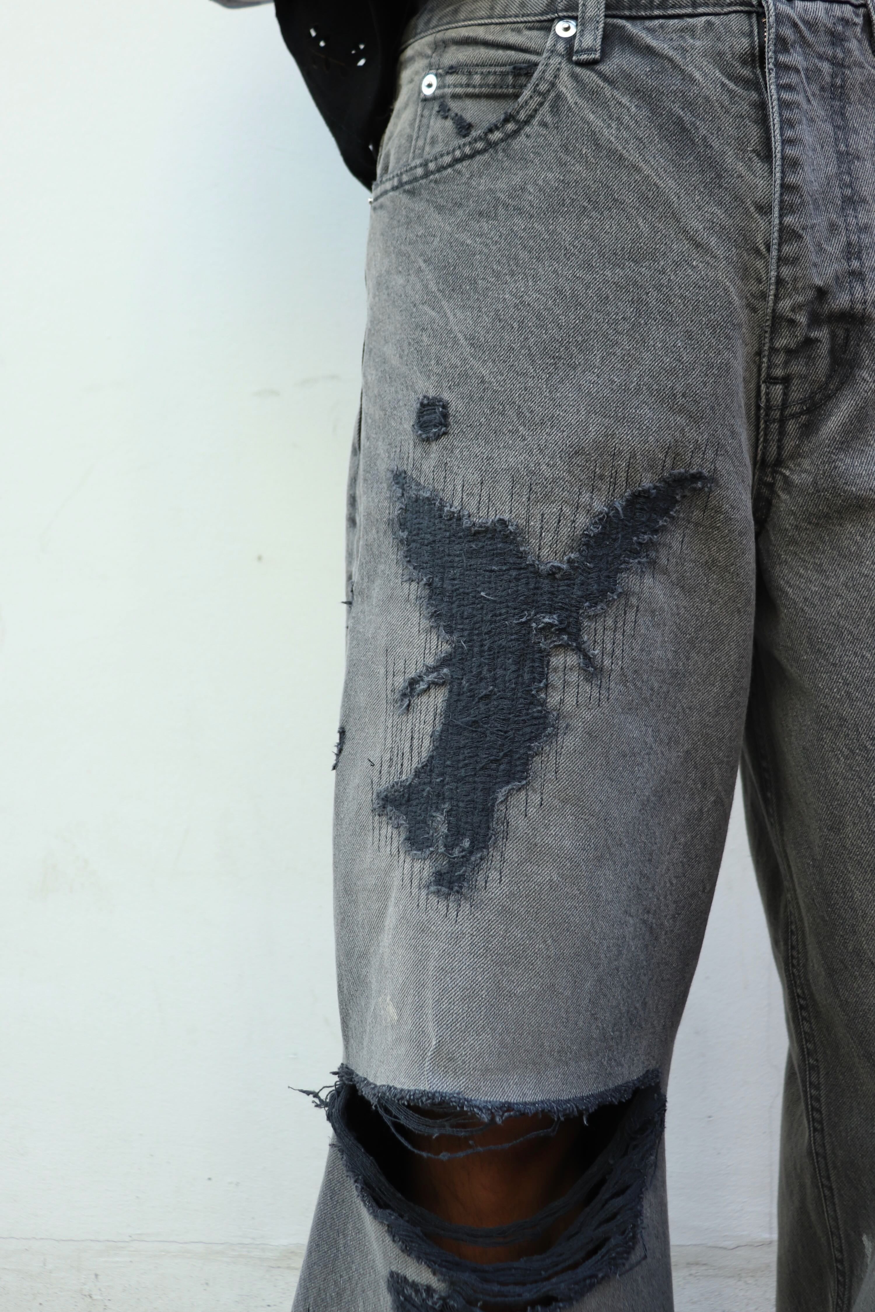 MASU(エムエーエスユー)のMB BAGGY JEANS ANGEL DAMAGE BLACKの通販