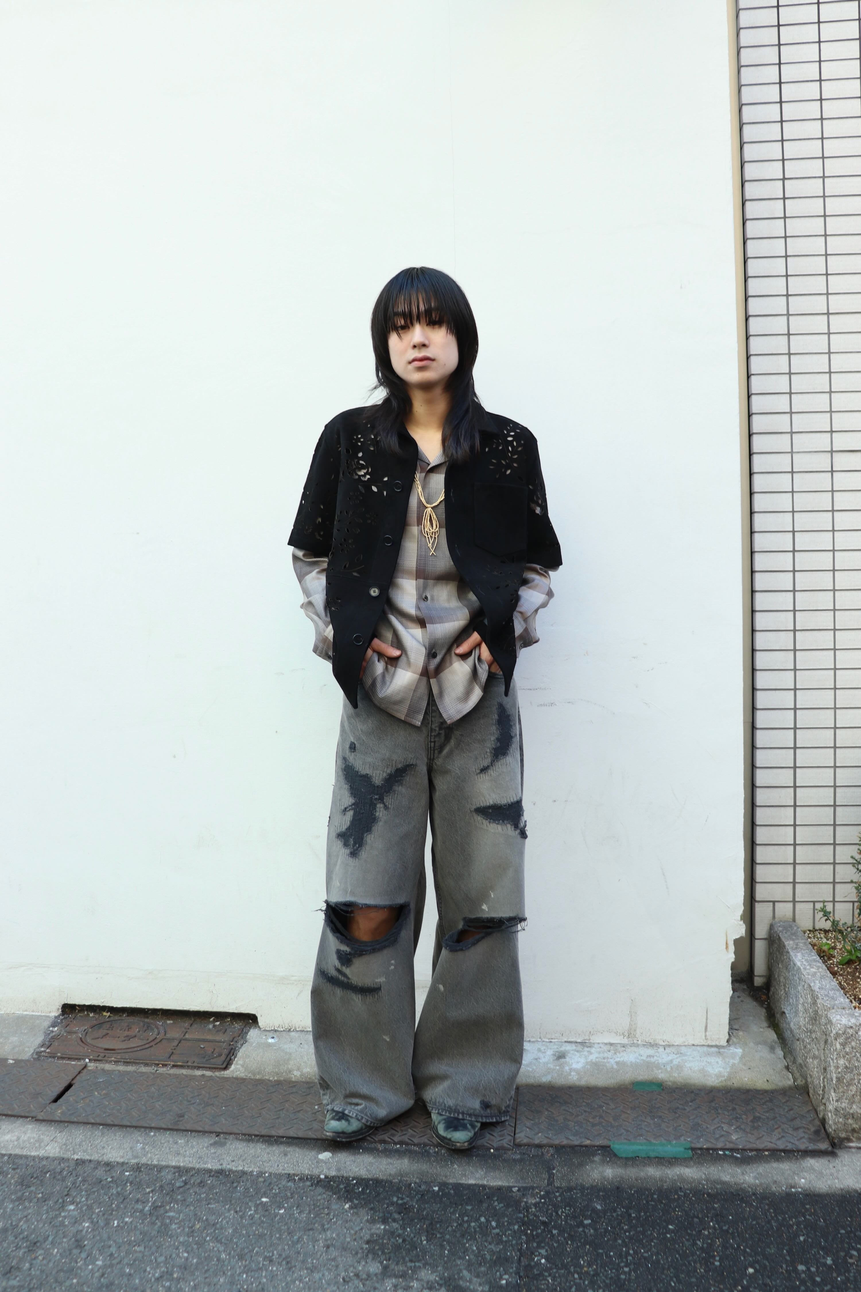 MASU(エムエーエスユー)のMB BAGGY JEANS ANGEL DAMAGE BLACKの通販