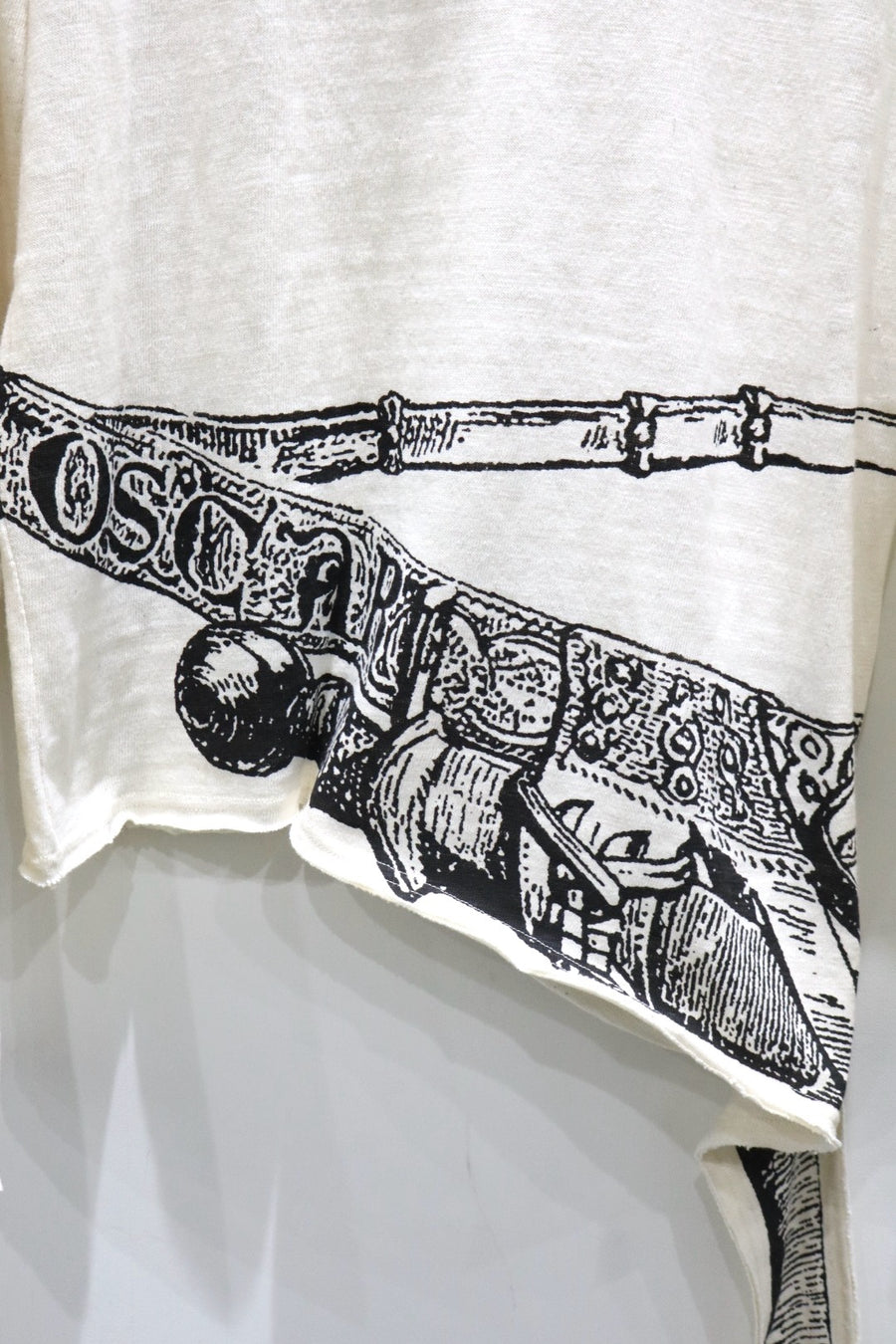 Oscar Ouyang  SWORD PRINT HENLEY SHIRT(WHITE)