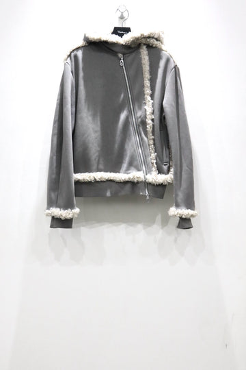 Oscar Ouyang  FAUX FUR TRIM ZIP UP HOODIE