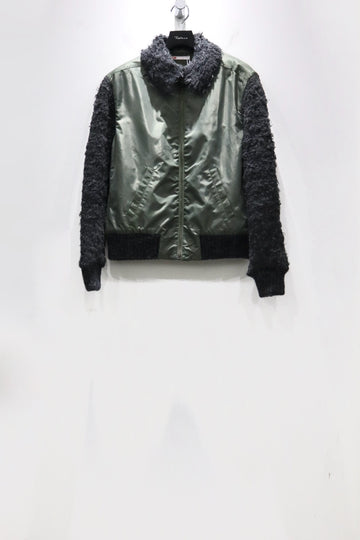 Oscar Ouyang  BOMBER JACKET WITH FAUX FUR SLEEVES AND COLLAR