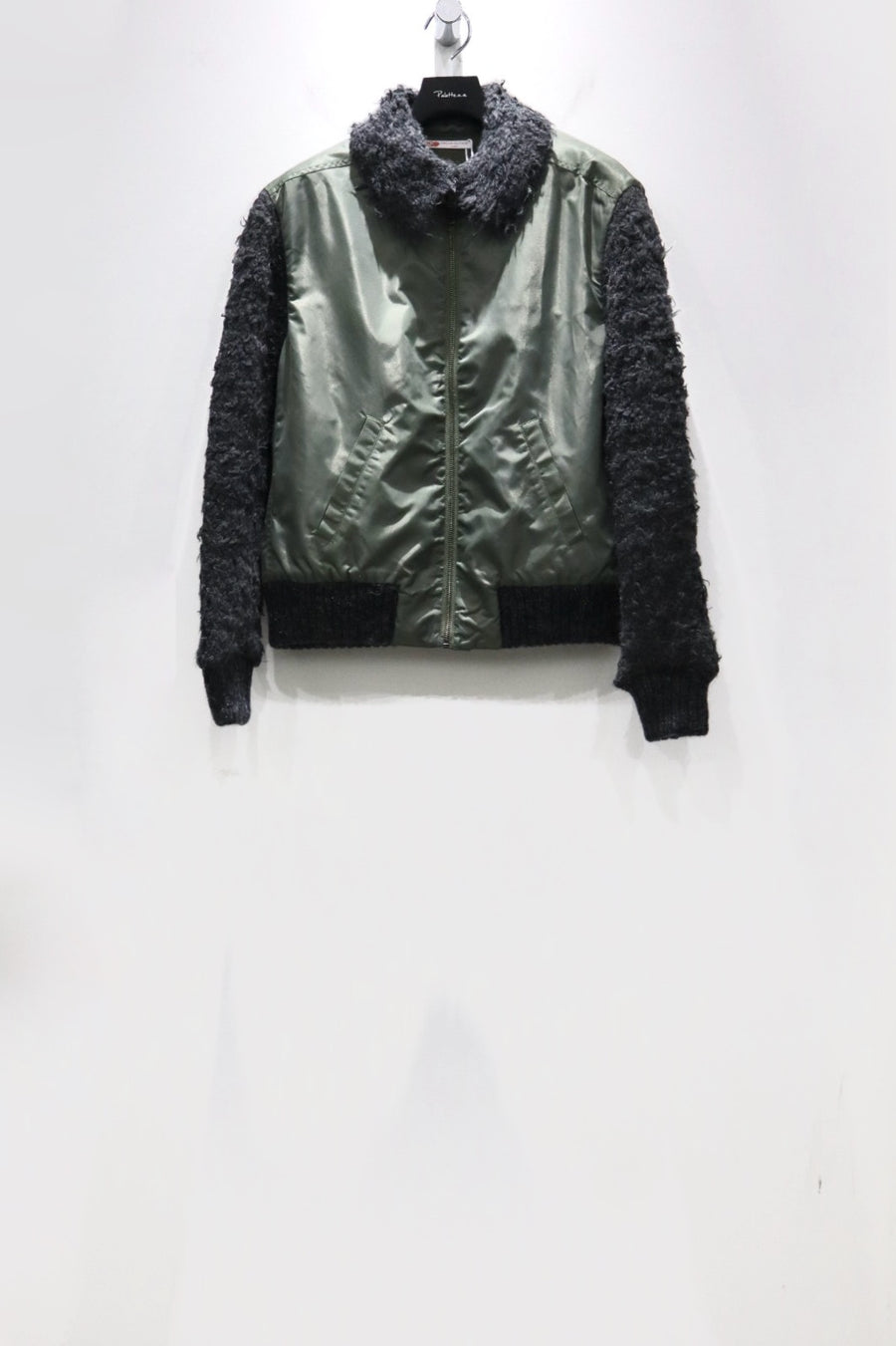 Oscar Ouyang  BOMBER JACKET WITH FAUX FUR SLEEVES AND COLLAR