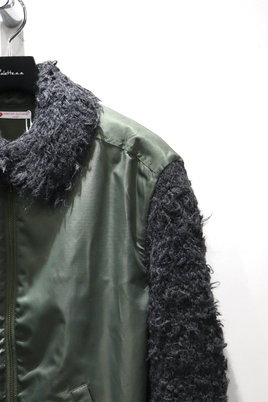 Oscar Ouyang  BOMBER JACKET WITH FAUX FUR SLEEVES AND COLLAR