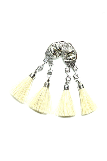 TOGA VIRILIS  Metal chain fringe earrings(WHITE)