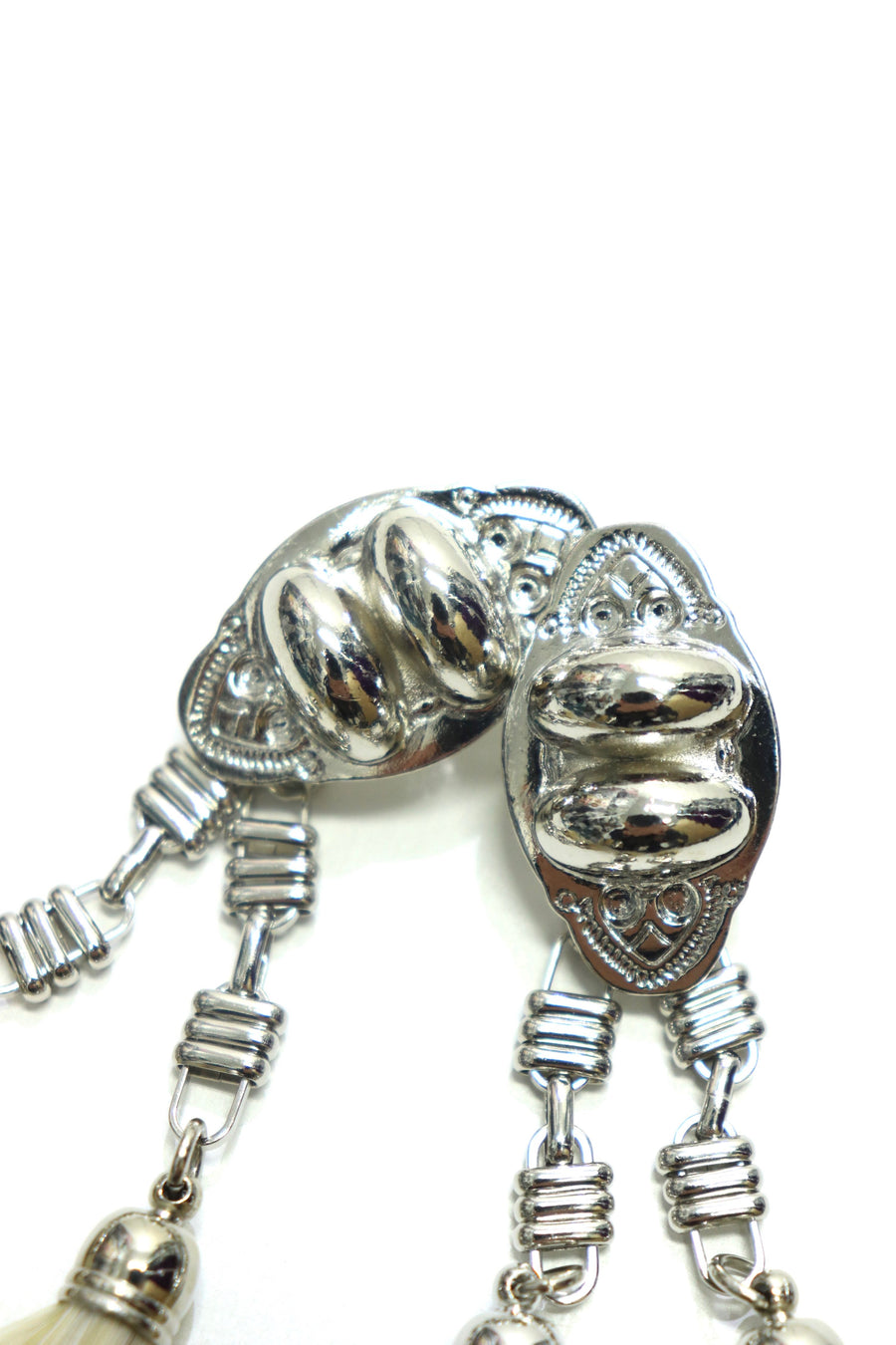 TOGA VIRILIS  Metal chain fringe earrings(WHITE)