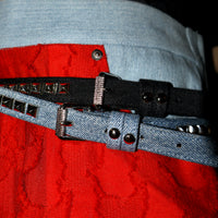 小物 MASU STUDS DENIM NARROW BELT(BLACK) MASU(エムエーエスユー)のSTUDS DENIM NARROW BELT BLACKの通販