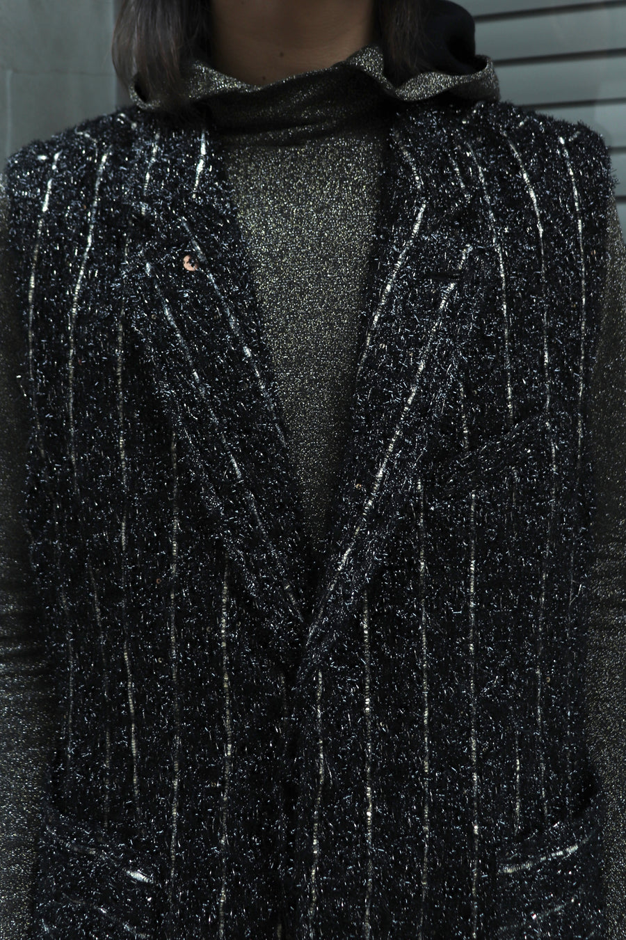 BED j.w. FORD  Glitter Stripe Vest(BLACK)