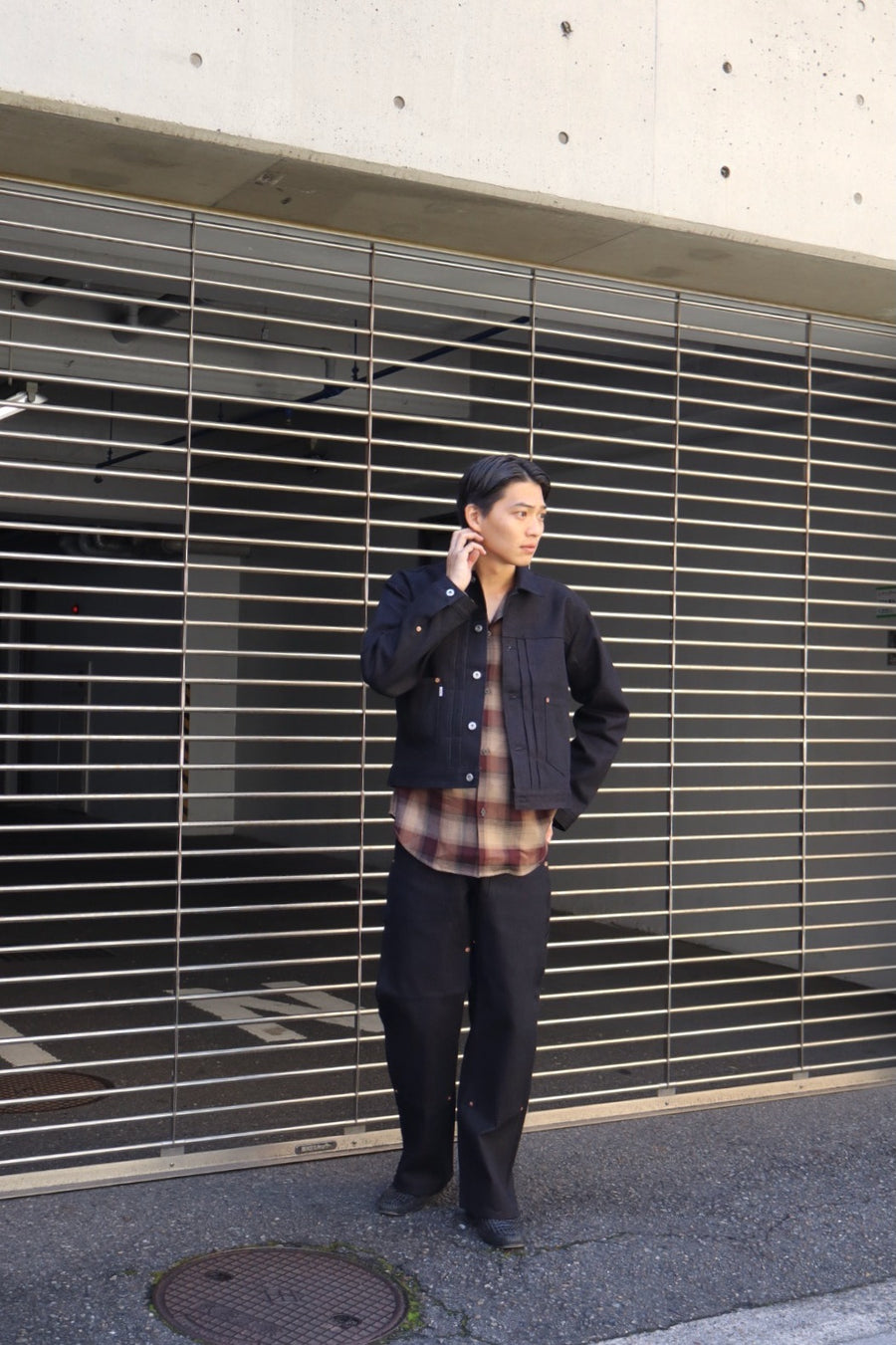 SUGARHILL  TWISTED HEATHER DENIM JACKET(RED × BLACK)