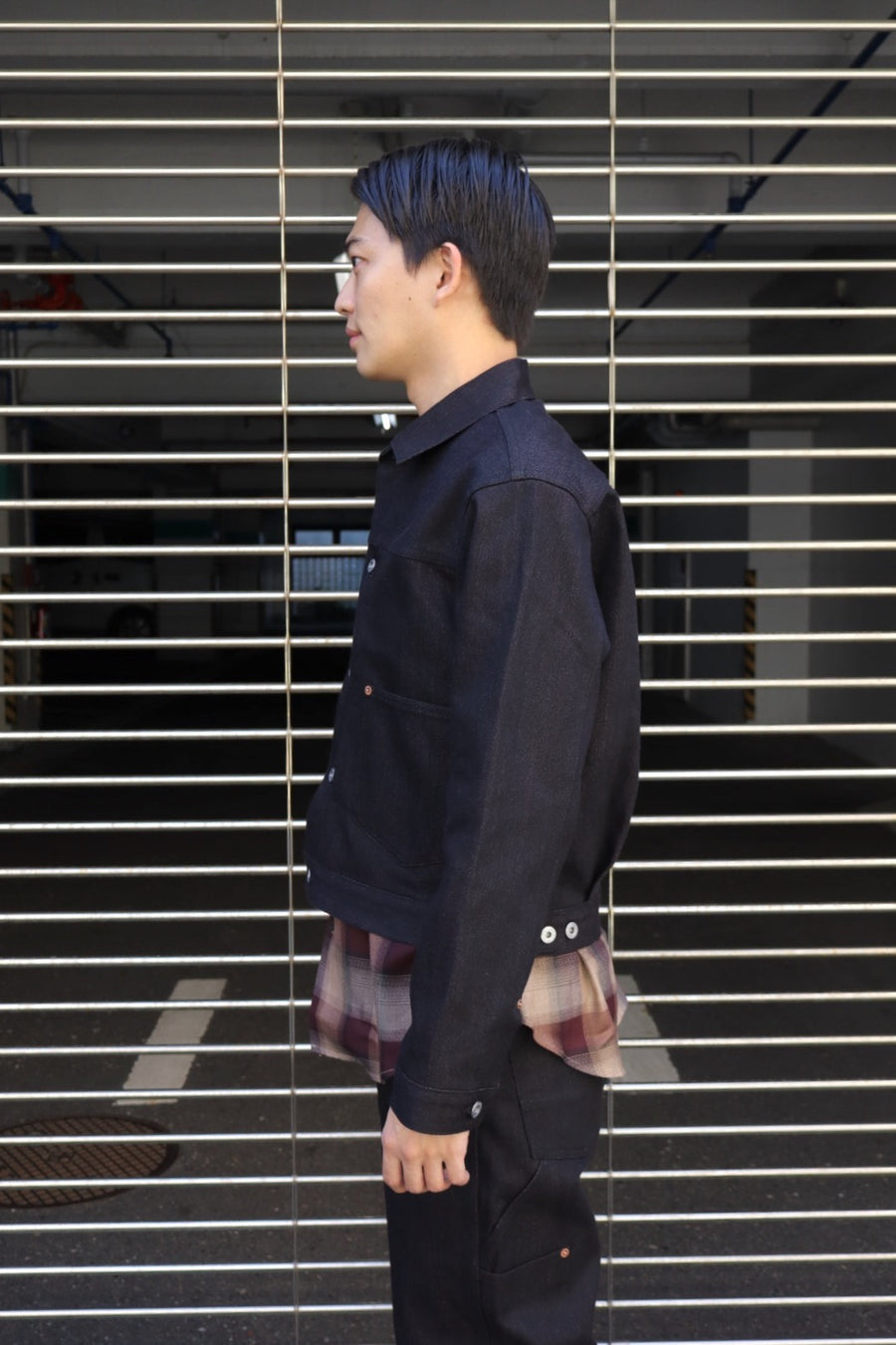 SUGARHILL  TWISTED HEATHER DENIM JACKET(RED × BLACK)