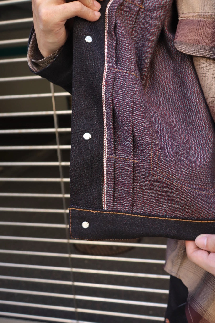 SUGARHILL  TWISTED HEATHER DENIM JACKET(RED × BLACK)