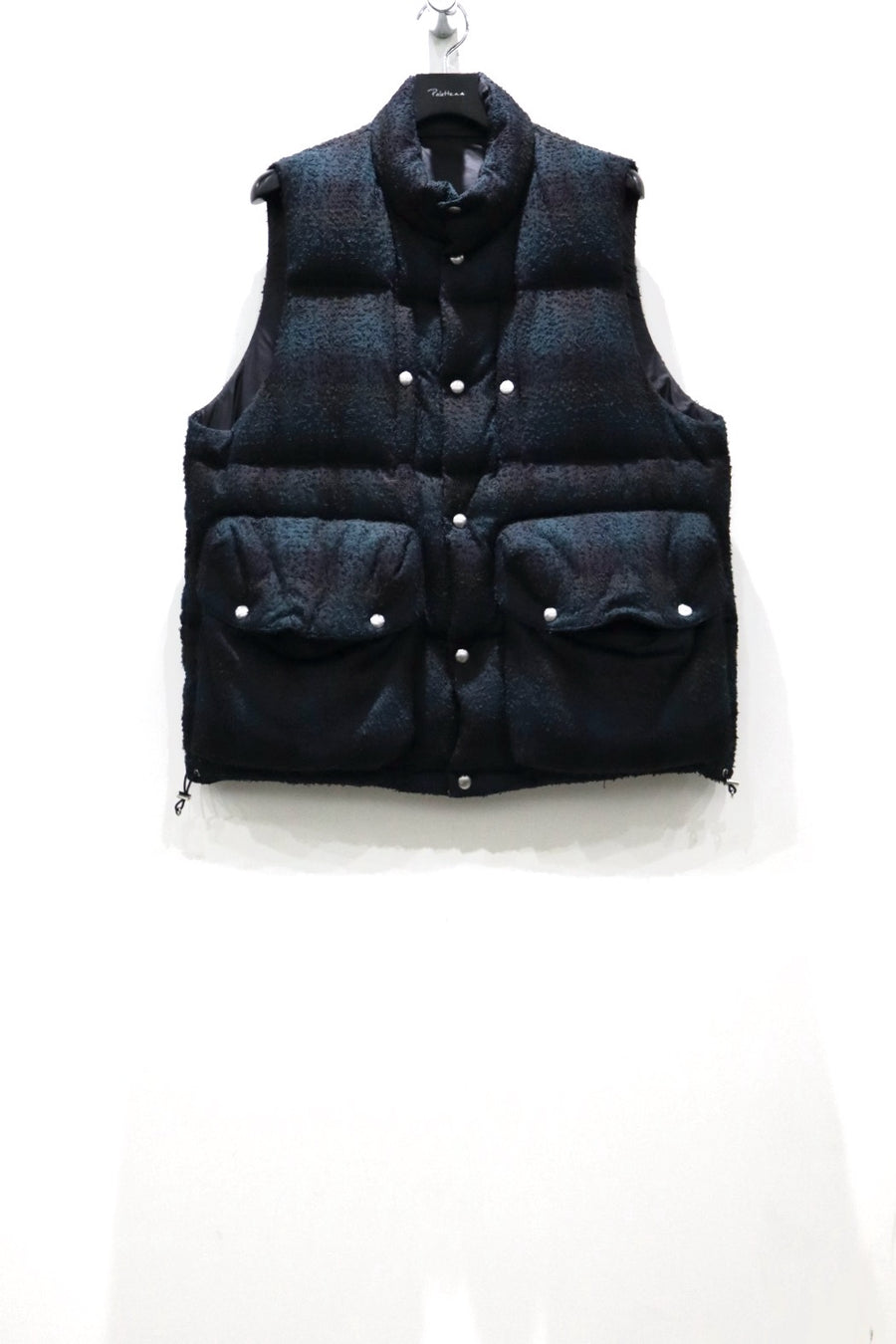 SUGARHILL  PLAID PUFFER REVERSIVLE VEST(DEEP GREEN × BLACK)