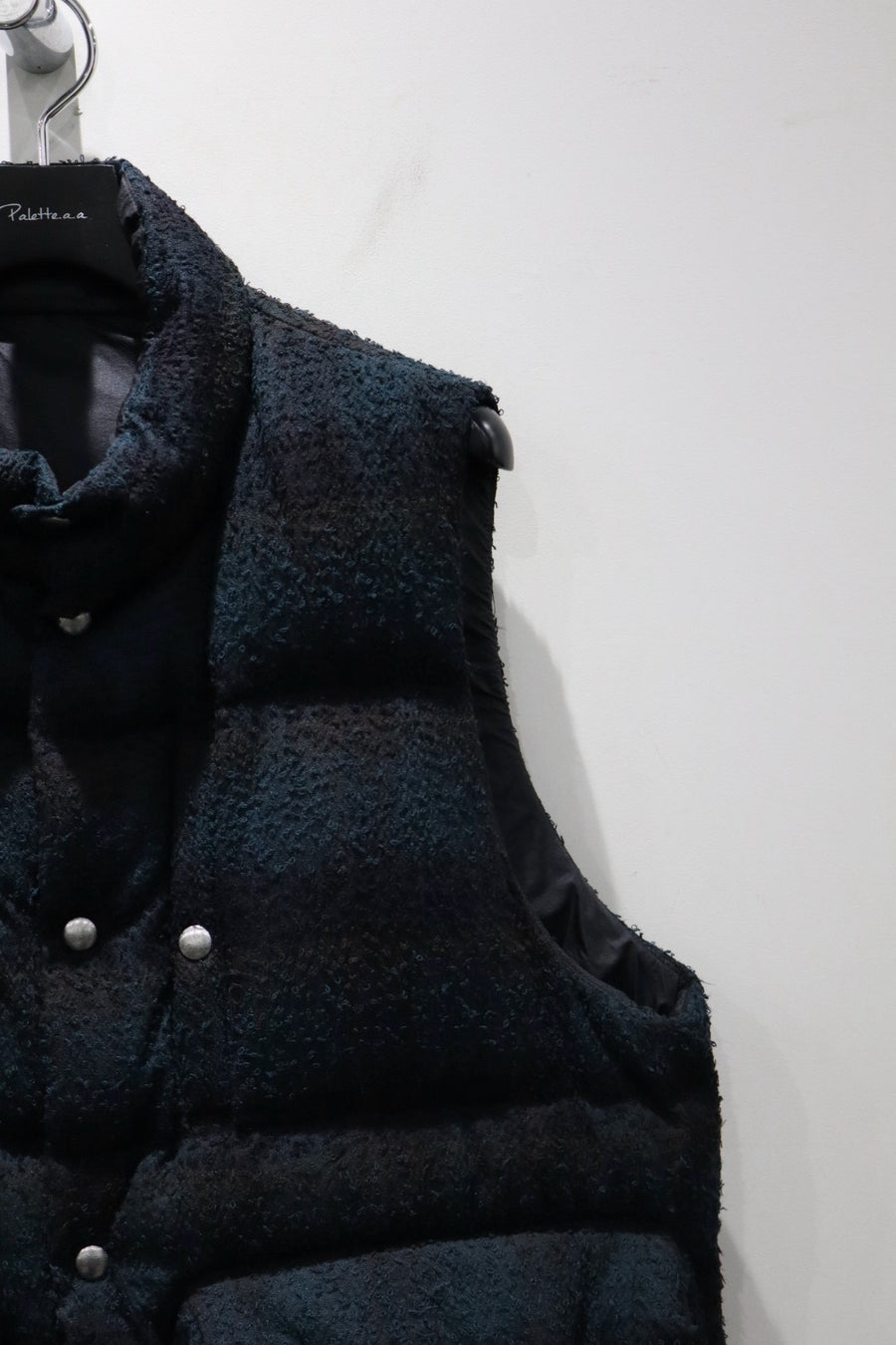 SUGARHILL  PLAID PUFFER REVERSIVLE VEST(DEEP GREEN × BLACK)