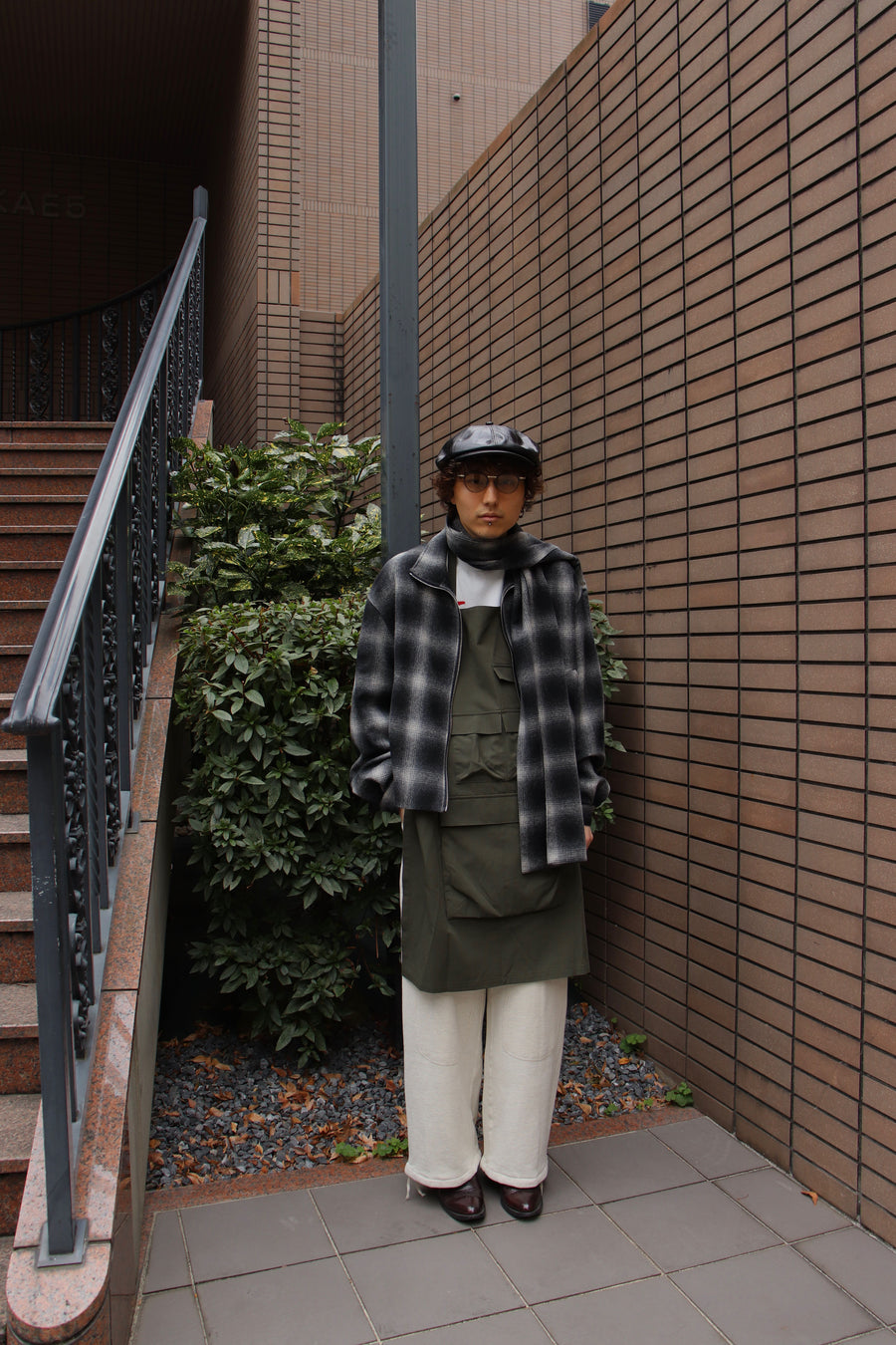 soe  Ombre Check Short Jacket with Scarf