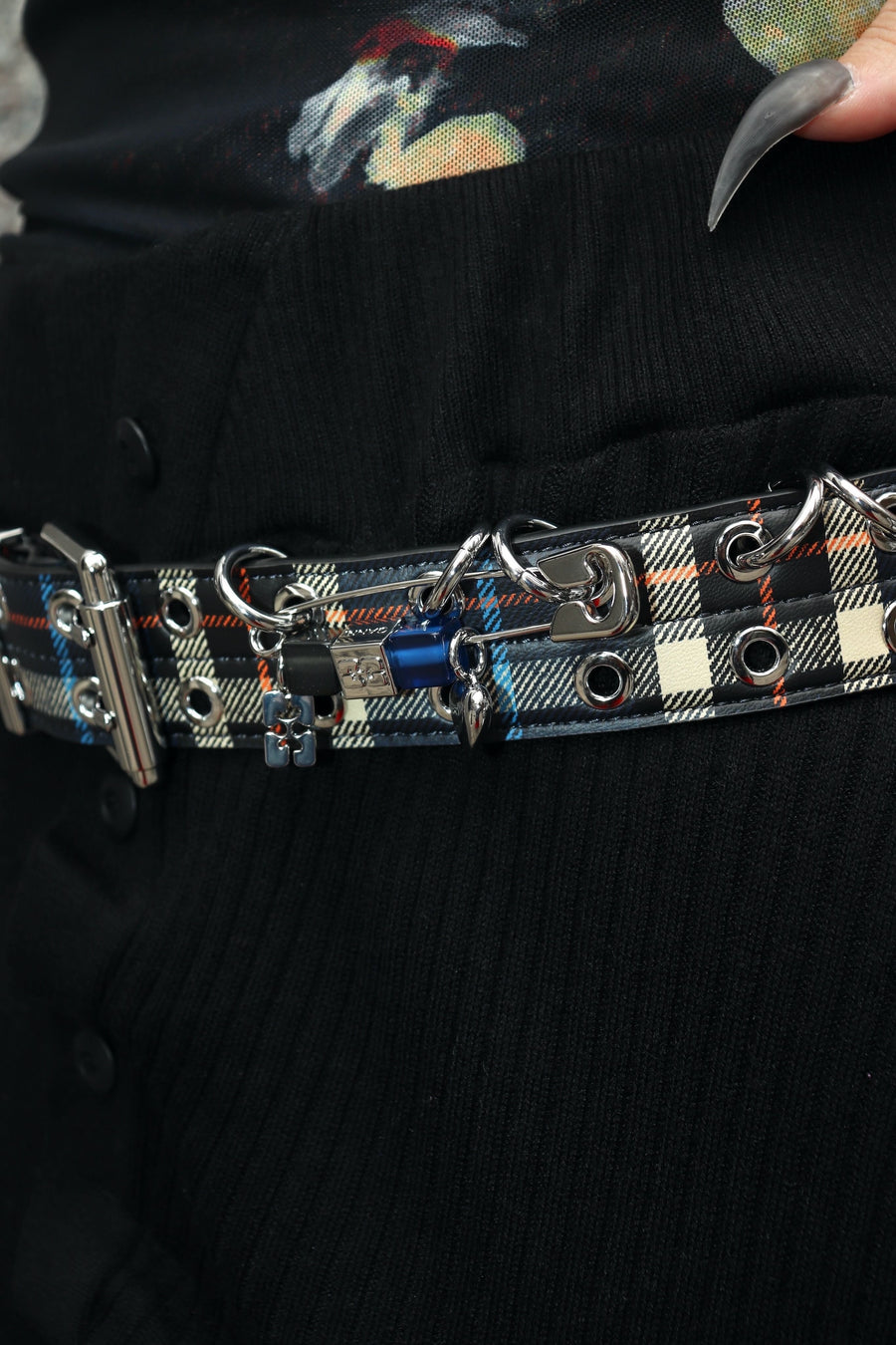 GANNI  Double Eyelet Belt Check Safety Pin