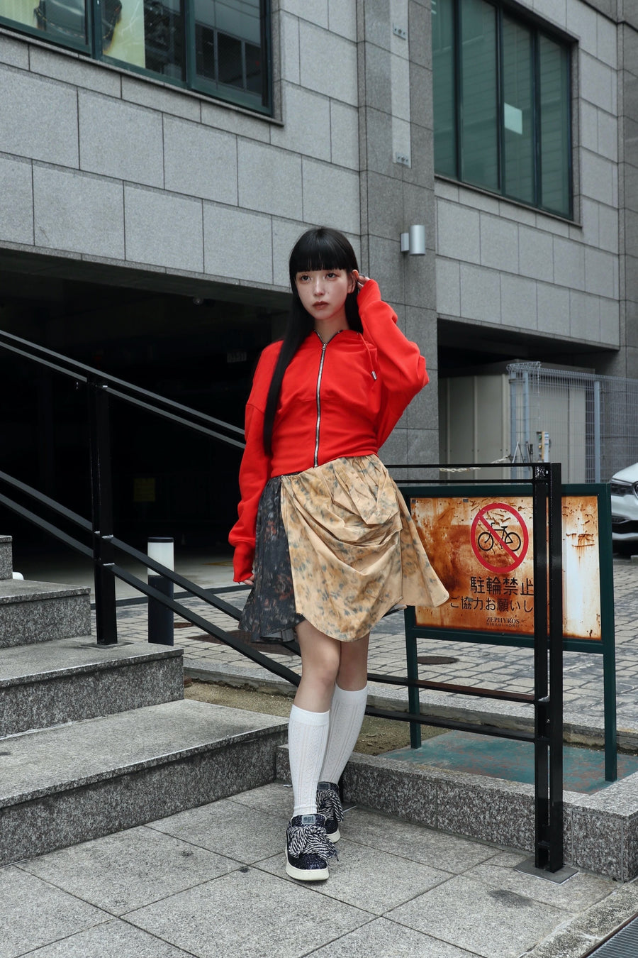 GANNI  Printed Stretch Cotton Draped Mini Skirt