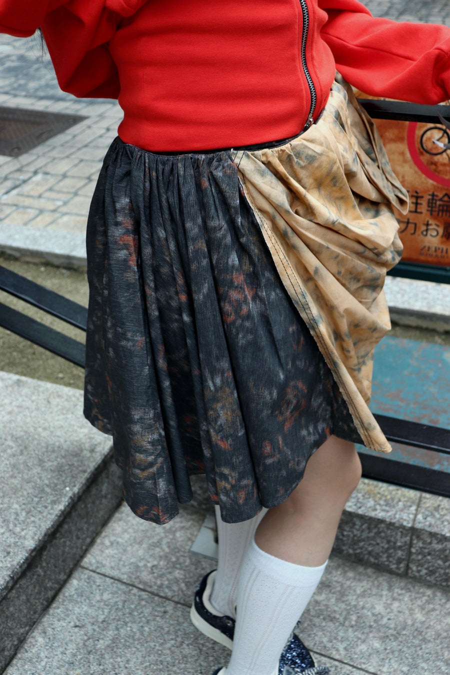 GANNI  Printed Stretch Cotton Draped Mini Skirt