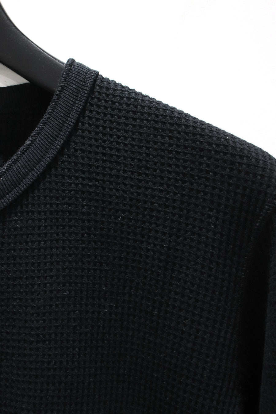 Urig  2024aw 4B HENRYNECK WAFFLE LS(BLACK)