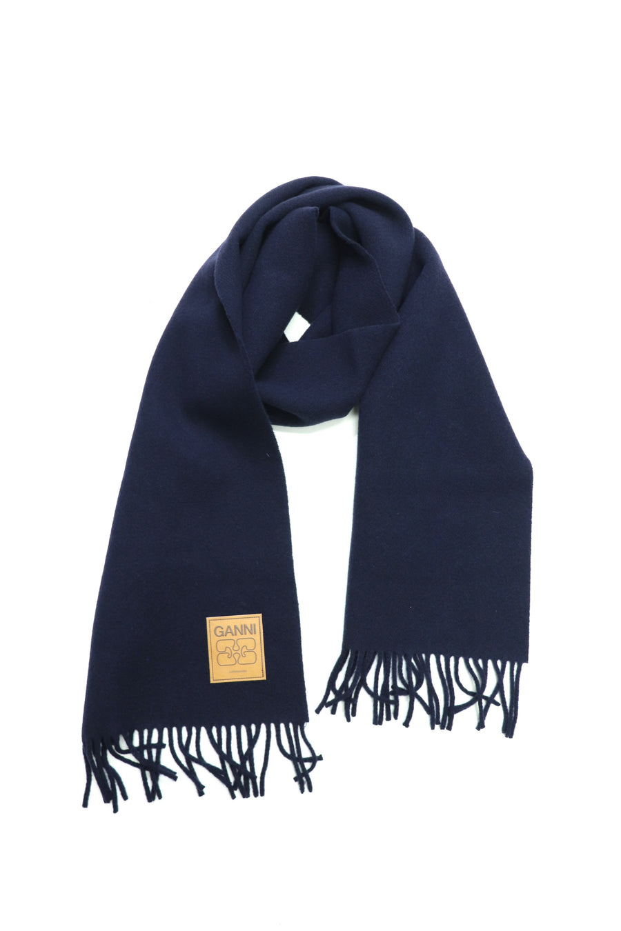 GANNI  Double Face Wool Solid Scarf(Sky Captain)
