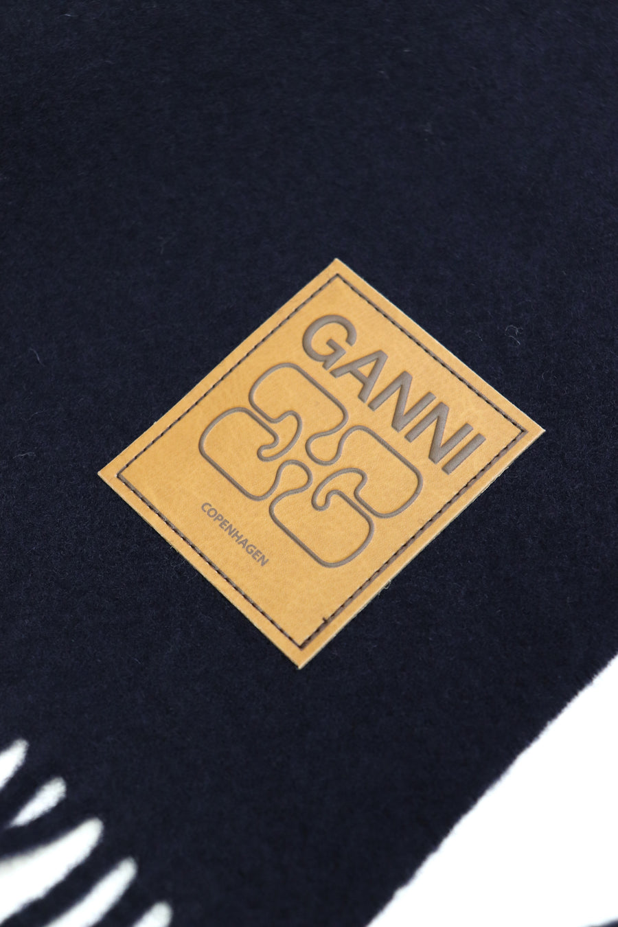 GANNI  Double Face Wool Solid Scarf(Sky Captain)