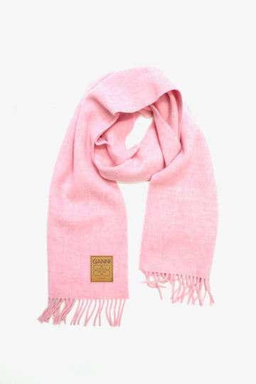 GANNI  Double Face Wool Solid Scarf(Mauve Morn)