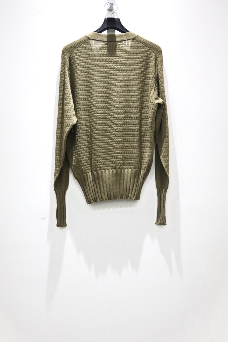 RIKU UMEHARA  WAFFLE V NECK KNIT PULLOVER(KHAKI)