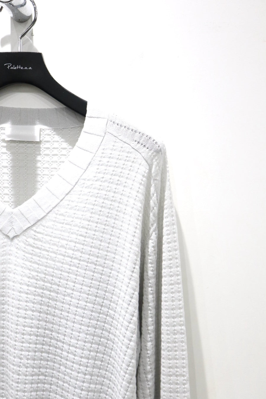 RIKU UMEHARA  WAFFLE V NECK KNIT PULLOVER(GRAY)