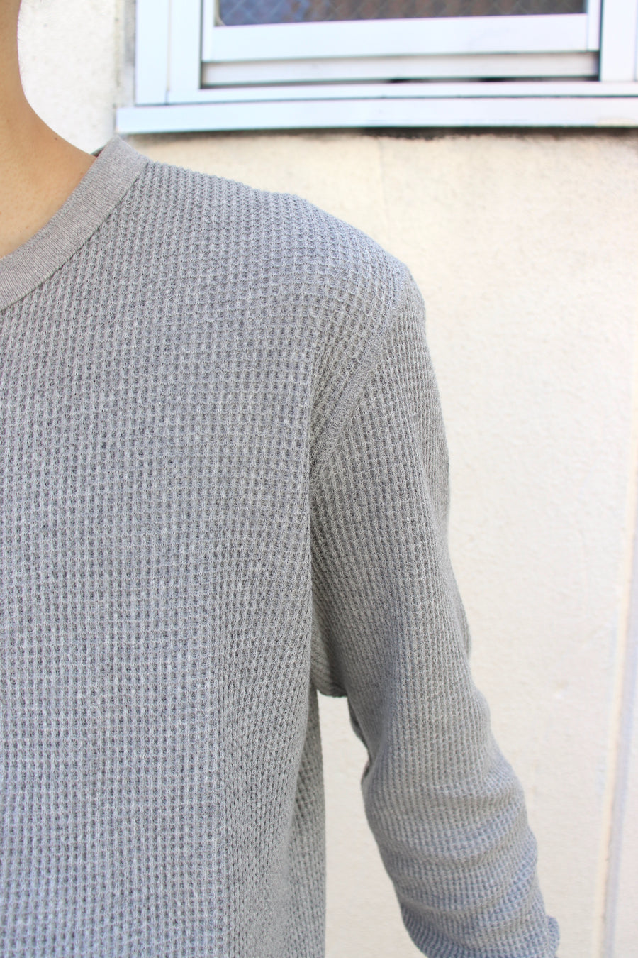 Urig  2024aw 4B HENRYNECK WAFFLE LS(L.GRAY)