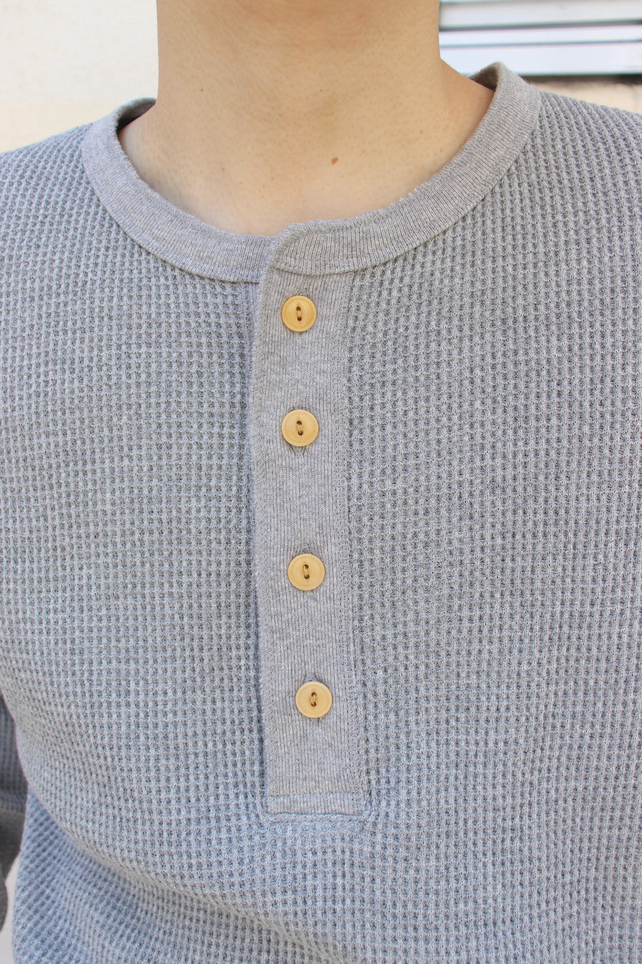 Urig  2024aw 4B HENRYNECK WAFFLE LS(L.GRAY)